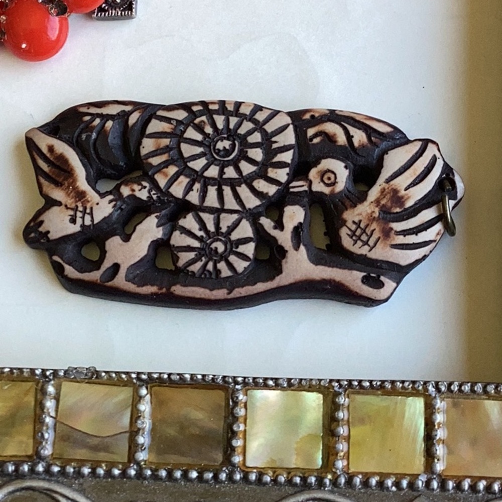 DUCK ETCHED OOAK PENDANT Vintage VNPLVC
